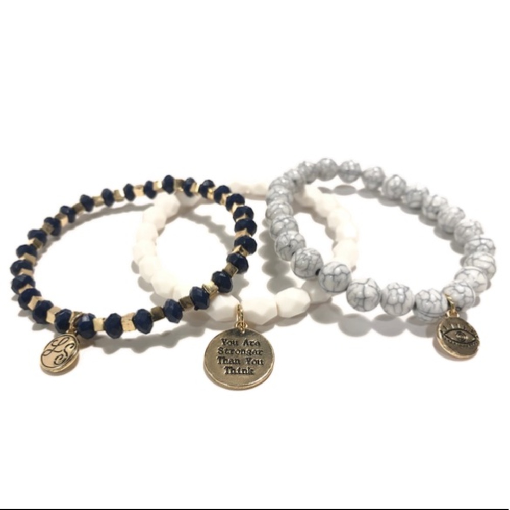 Lily Sky designs You Are Stronger Than You Think Set of 3 beaded Bracelets NWT